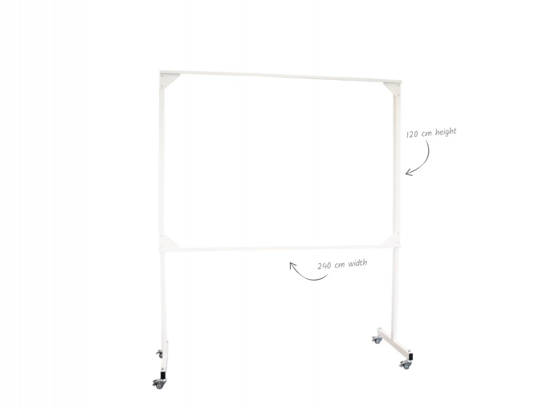 Mobile whiteboard stand 120x240cm