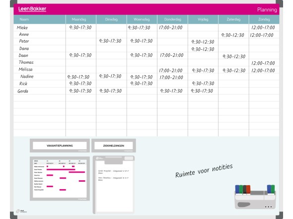 Planningboard LeenBakker 150x120cm