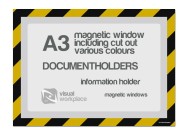 Magnetic windows A3 incl. cut out (various colours) | Zwart / Geel