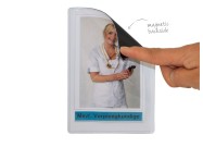 Magnetic photo pocket A8 as folded corner