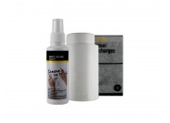 Whiteboard eraser with refill and whiteboard cleaning spray
